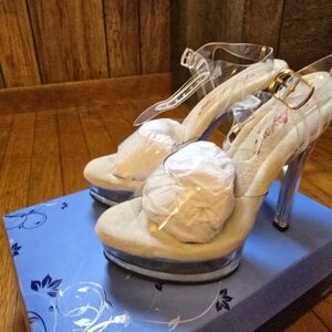 Elegant Clear Strap Heels fabulicious Brand Dance Heels Pole Heels Size 7